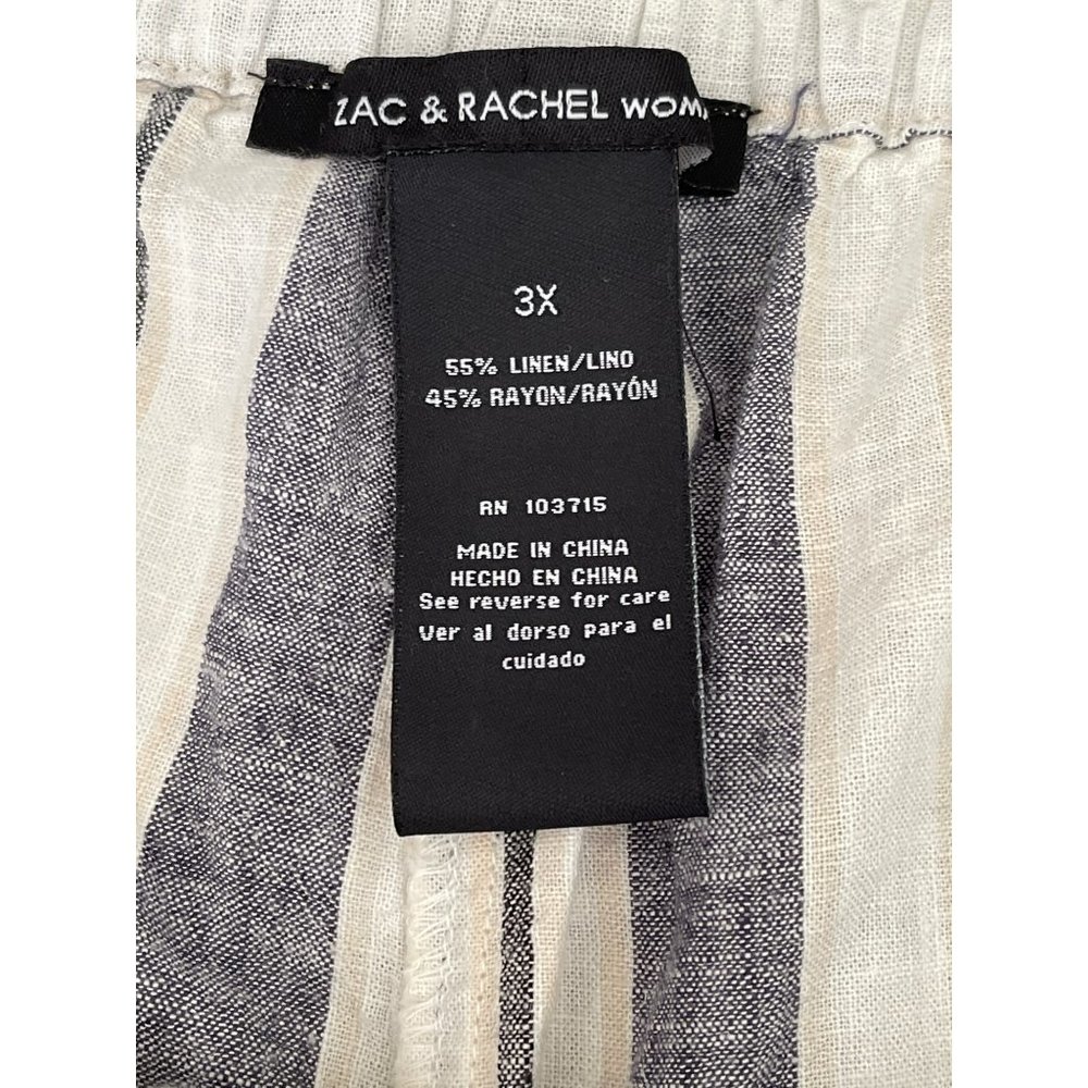 Zac & Rachel Striped Tie Belt Waist Linen Blend Beach/Lounge Pants - Picture 12 of 12